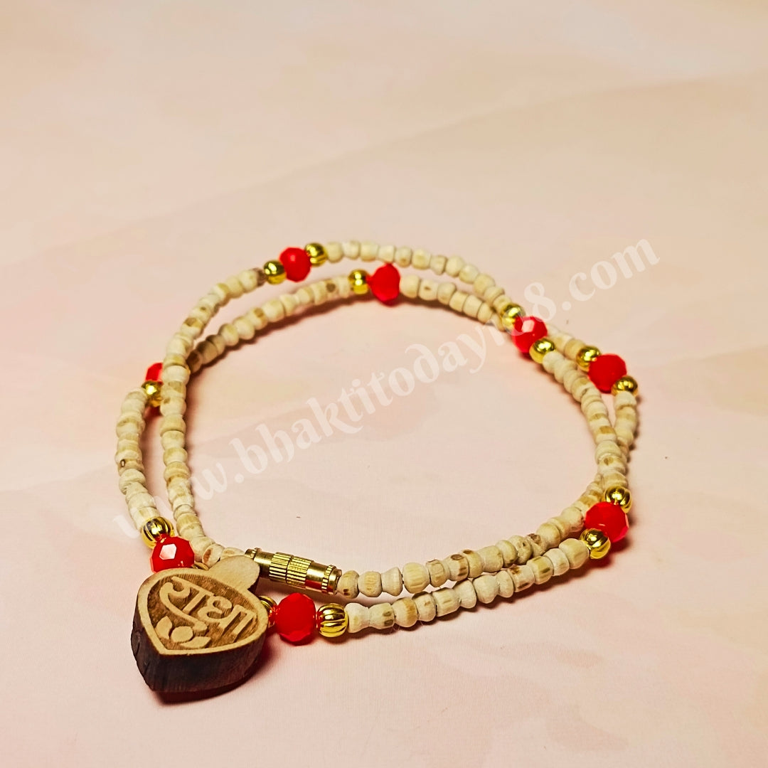 Red and Golden Beads Pure Tulasi mala