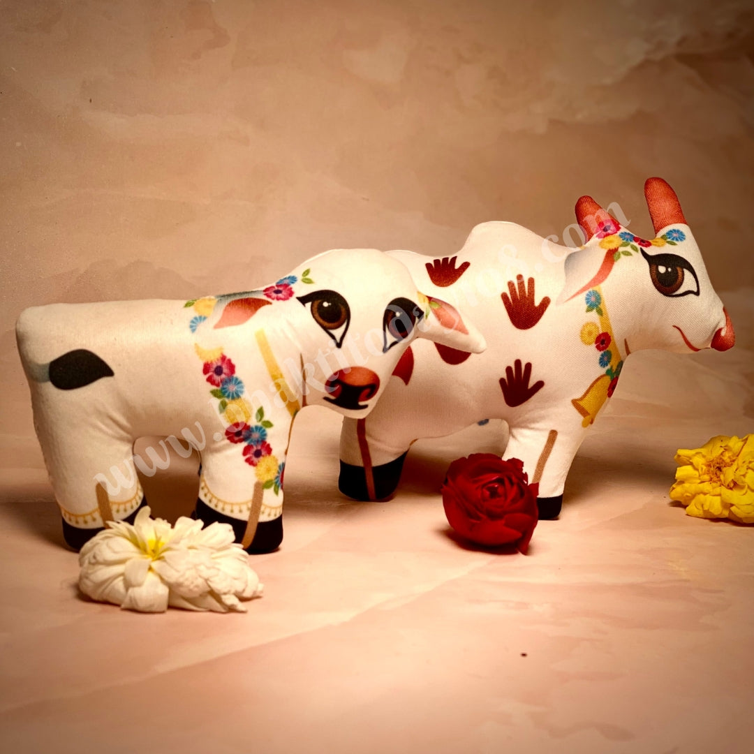 Soft toys - Cow and a Calf Set | Krishna's cows (Pair of 2)