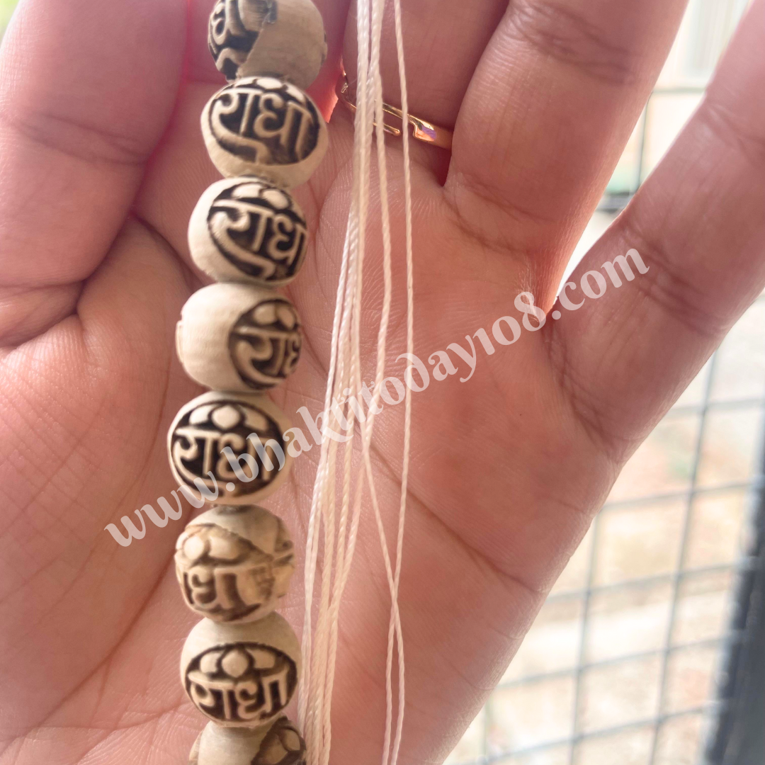 Pure Tulsi Sakshi Mala – handcrafted necklace made from sacred Tulsi wood beads, traditionally used for chanting and spiritual protection in Vaishnava practices.