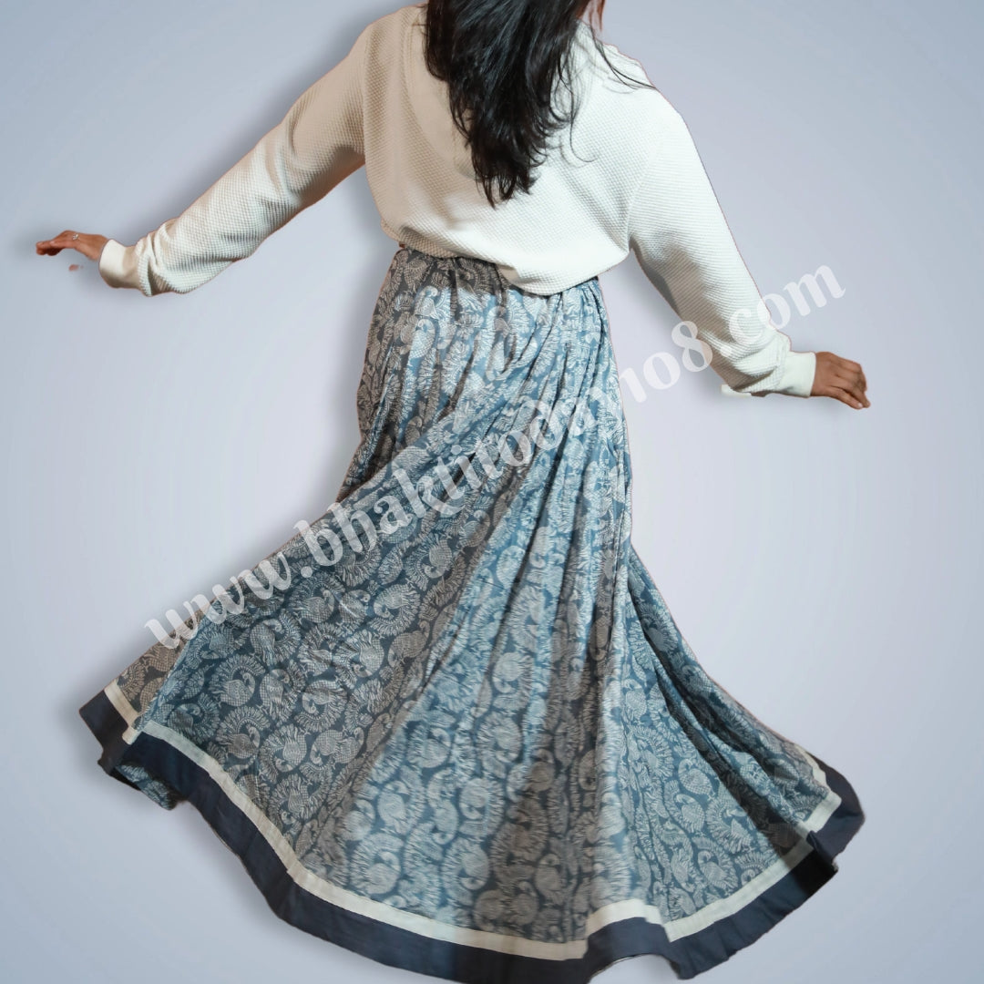 Cotton Gopi Skirt featuring a flowy, breathable cotton fabric with intricate traditional patterns, offering a comfortable and elegant look for both casual and festive occasions.