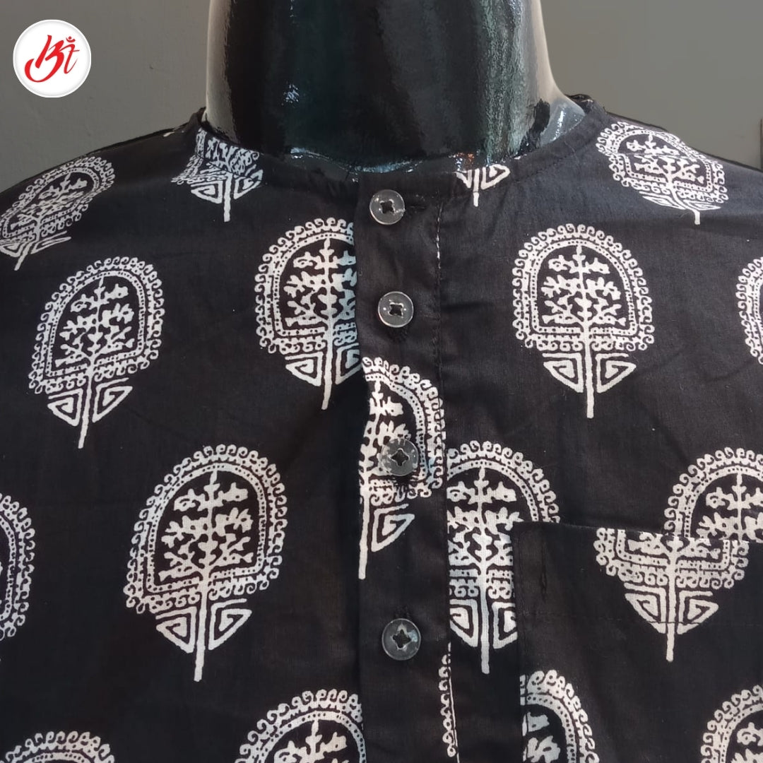 Cotton Printed Kurta featuring traditional floral motifs on soft breathable fabric, perfect for casual and festive wear.