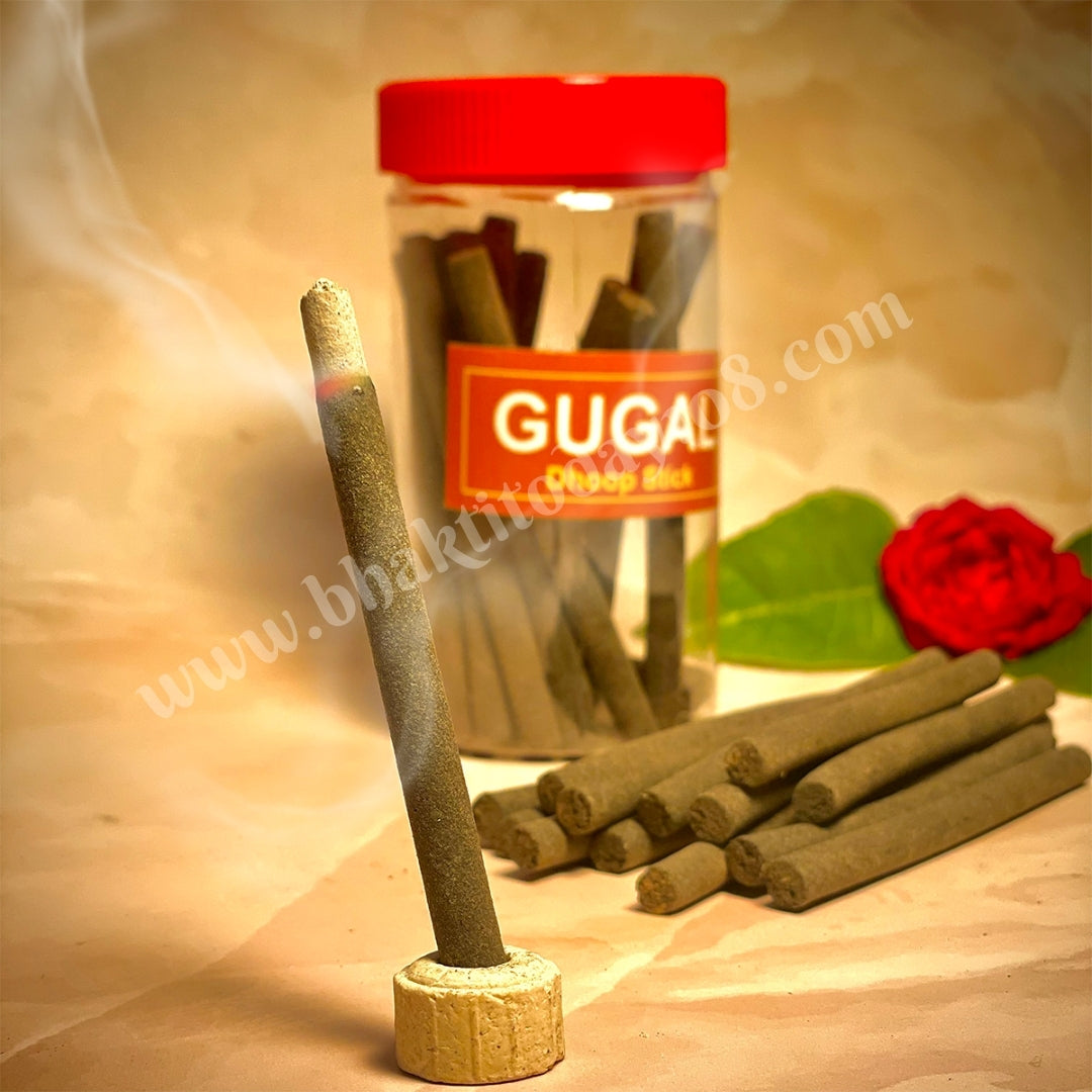Gugal No Bamboo Agarbatti – Incense sticks made from natural gugal (gum resin), offering a rich, earthy fragrance that purifies the air and creates a serene atmosphere. Bamboo-free and eco-friendly, perfect for spiritual rituals, meditation, and enhancing relaxation.