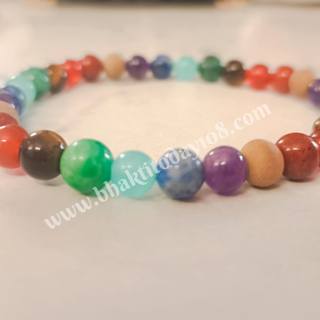 Seven Chakra Bracelet with Tulasi Bead