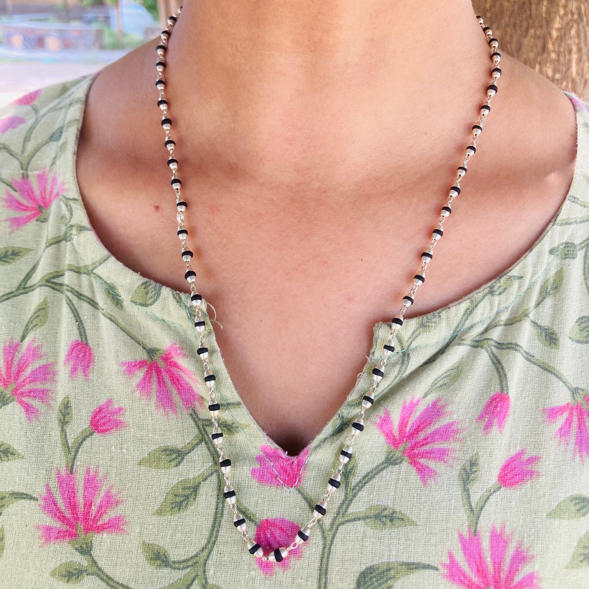 Midnight Love Silver Tulasi Necklace