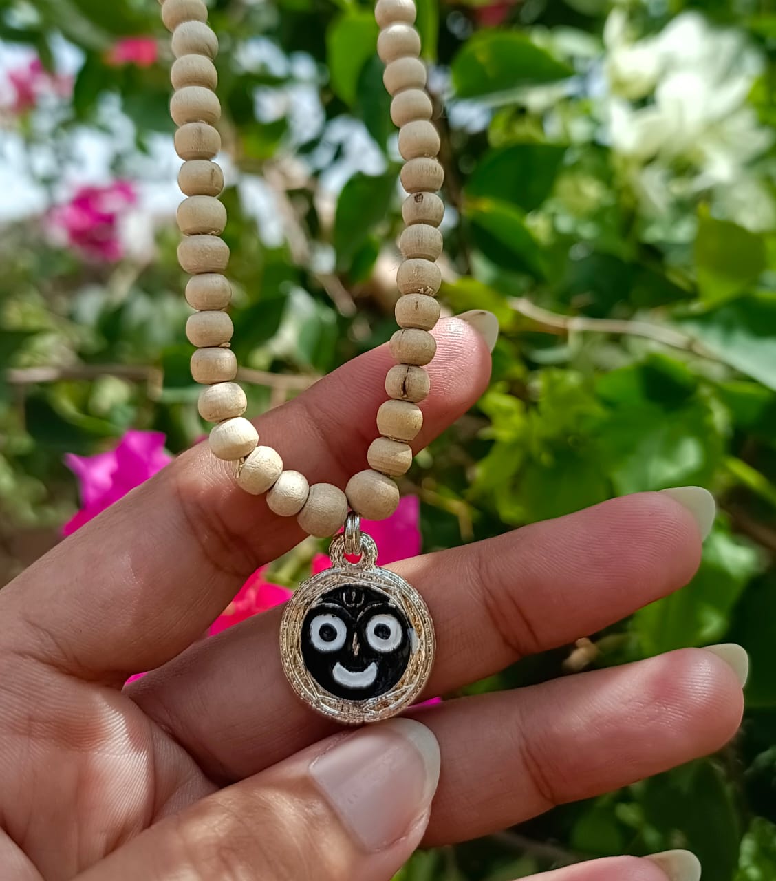Jagannath Tulsi Mala with Pure Vrindavan Tulsi Beads & Jagannath Locket – A Sacred Protection Kavach for Bhakti, Meditation & Spiritual Shielding.