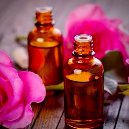 10 ml bottle of 100% alcohol-free Pure Rose Oil, made in Vrindavan for massaging Deities before bathing, with a divine fragrance ideal for puja and meditation.