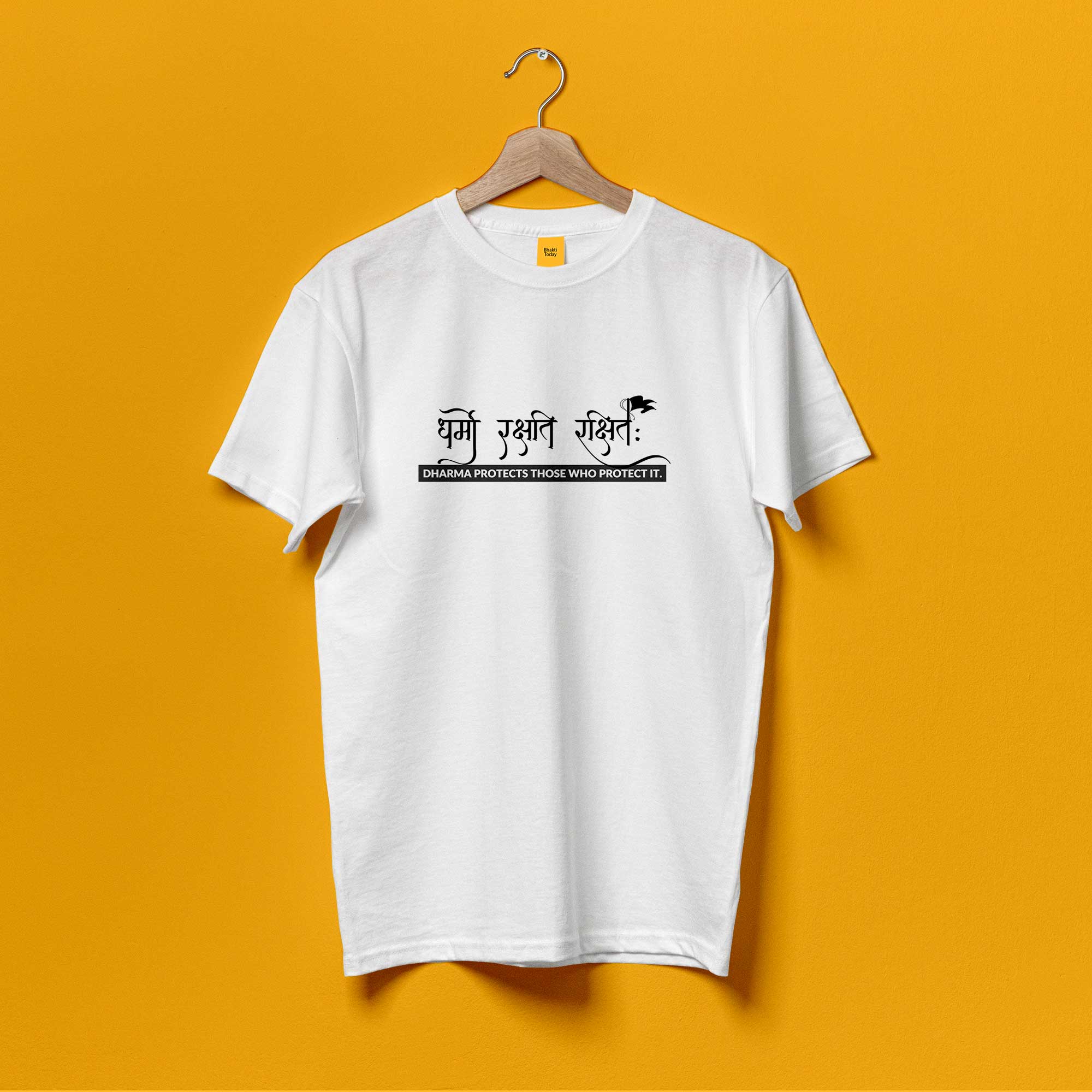 Dharmo rakshati Unisex Round neck cotton T-shirt (Design 2)