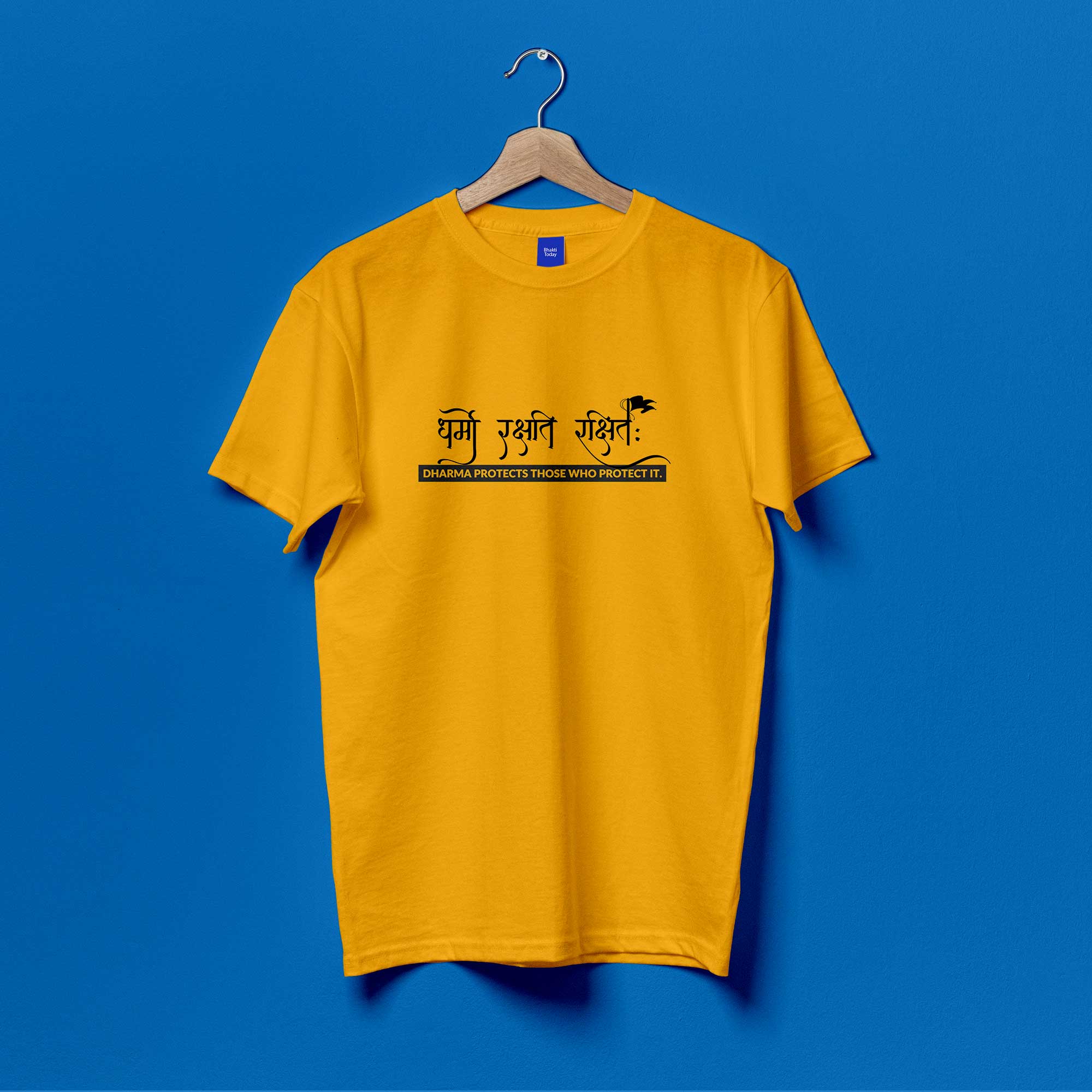 Dharmo rakshati Unisex Round neck cotton T-shirt (Design 2)