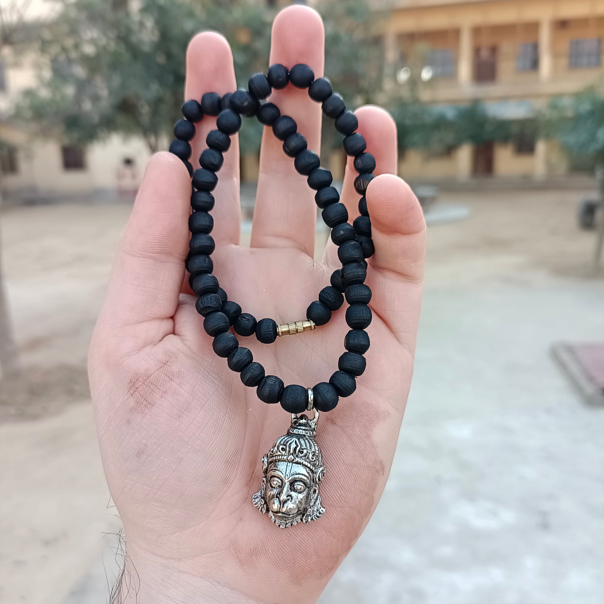 Hanuman Pure Tulsi Mala with Hanuman Ji Locket – Crafted from 100% pure Vrindavan Tulsi beads, offering strength, protection, and divine Bhakti energy.